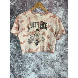 Urban Nation Shirt Top Tee Womens Teens S Pink Tie dye Bee Cropped School Hippie